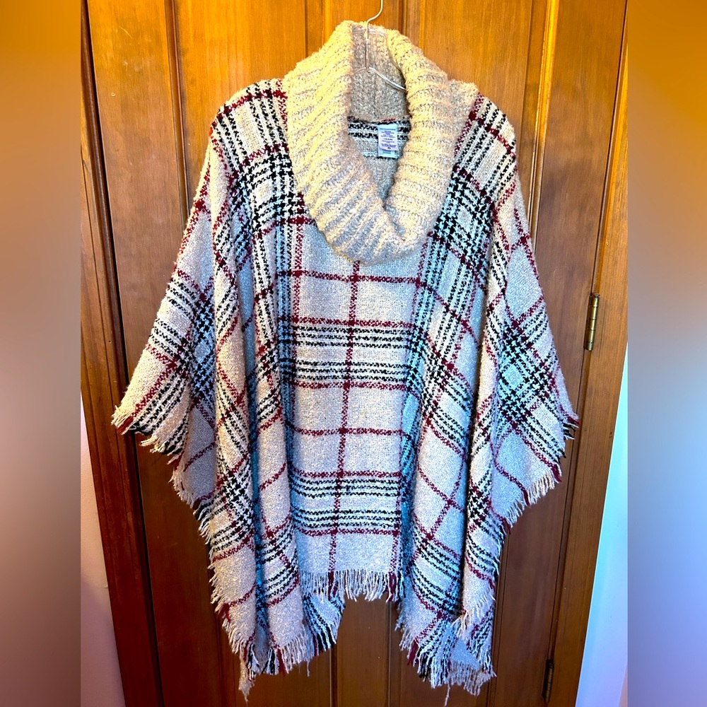 Plaid poncho L/XL
